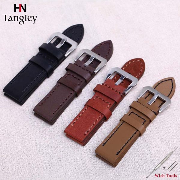 

watch bands genuine leather watchband for wristwatch straps 20mm/22mm/24mm/26mm comfortable breathable sweatproof accessories, Black;brown