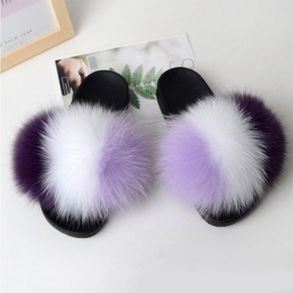 

slippers women furry ladies cute plush hair fluffy sandals fur winter warm, Black