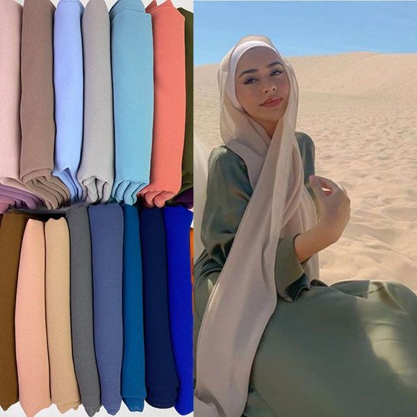 

scarves 2m good stitching stitch plain premium heavy chiffon hijab scarf malaysian women's hijabs long shawl shawls, Blue;gray