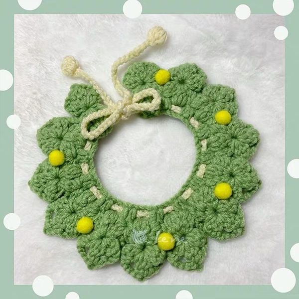 

cat collars & leads handmade yarn flower collar bell bibs supplies accessories small dog