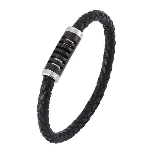 

fashion mens leather bangles punk jewelry men black brown braided bracelet steel magnet clasp retro male sp0411 charm bracelets, Golden;silver