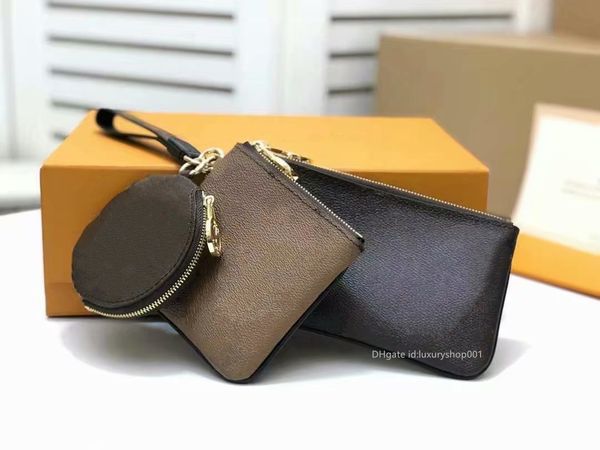 

3 pcs set purse classic canvas three trio clutches coin holder bag lady designer bags men purses women wallet wallets 68756, Red;black