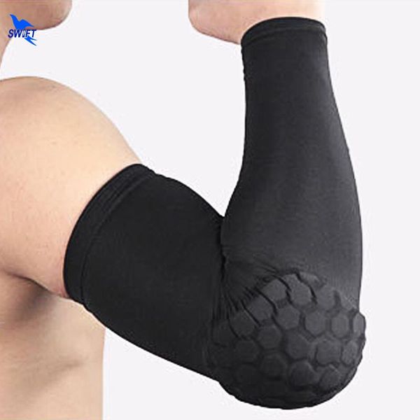 

elbow & knee pads 1 pair elastic honeycomb pad gym sport long arm sleeve basketball volleyball mtb bike warmers for men armguard support, Black;gray