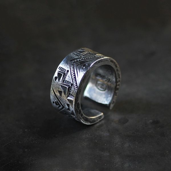 

feihong new totem - terraced hand carved fashion open ring indian silver, Golden;silver