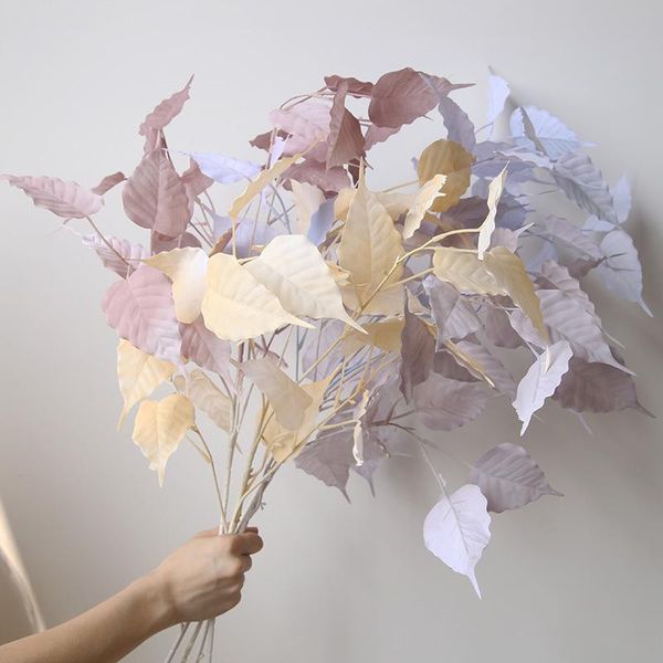 

forks poplar leafwedding flower birch leaf engineering garden decoration arrangement artificial leaves decorative flowers & wreaths