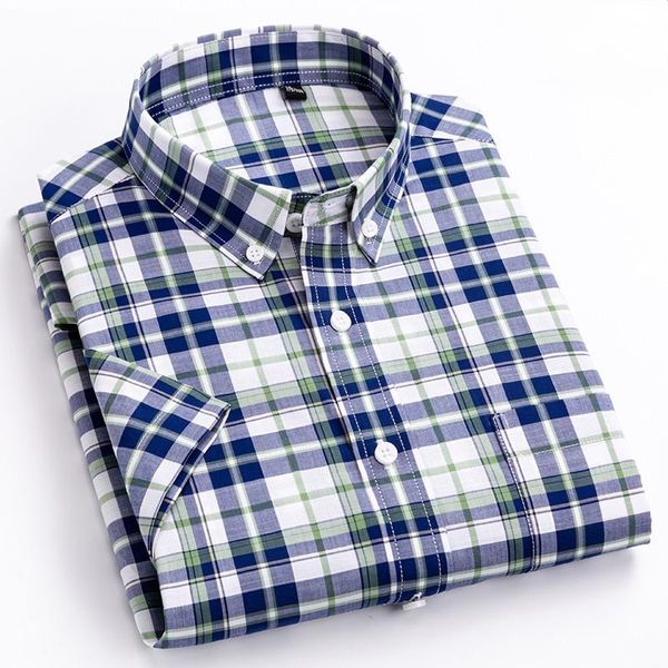 

men's casual shirts 100 % cotton plaid shirt mens button up short sleeve thin fashion clothing trends korean clothes camisas, White;black