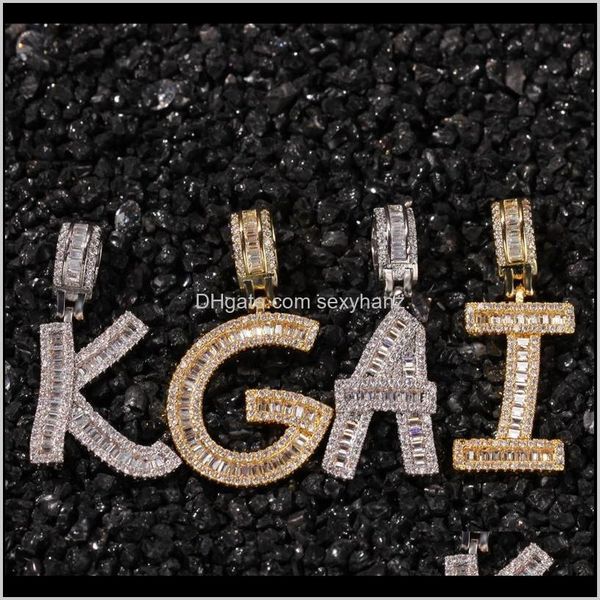 

& pendants drop delivery 2021 a-z custom name letters necklaces mens fashion hip hop jewelry iced out gold sier initial letter pendant neckl, Silver