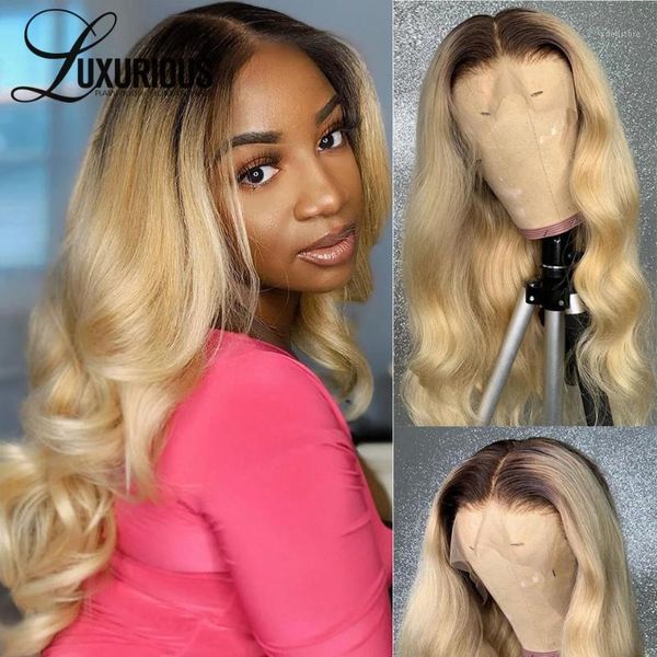 

body wave 4/613 brown blonde human hair wigs brazilian remy colored ombre transparent lace 200% density1, Black;brown