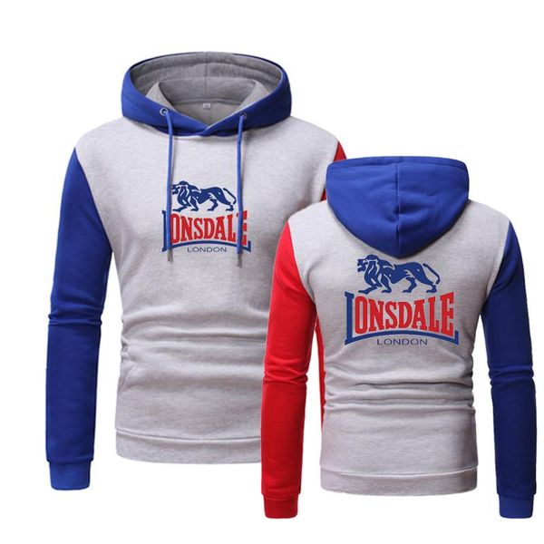 

men's hoodies & sweatshirts 2021 spring autumn lonsdale printing college movement hoodie patchwork hooded clothing, Black