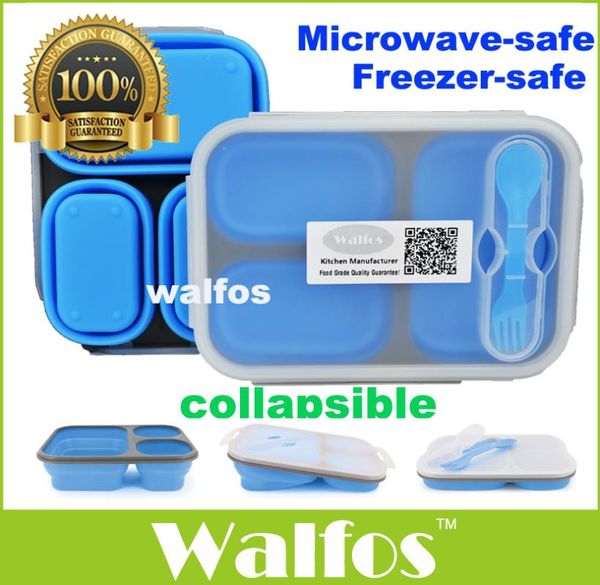 

dinnerware sets walfos grade silicone microwave 3-compartments bento lunch box set for kids lunchbox microwaveable adults