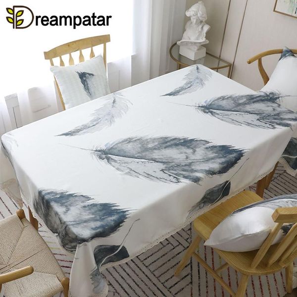 

table cloth simple gray large feather print tablecloth nordic fashion thick rectangular cabinet dust decorative cover ml108a