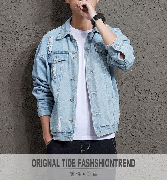 

men's jackets 2021 jeans jacket light blue jean coat men trendy warm denim fashion mens outwear male cowboy, Black;brown