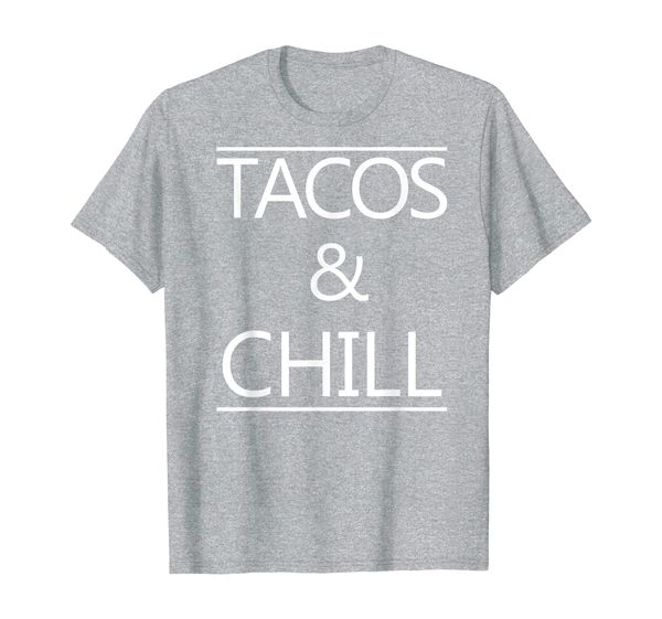 

tacos and chill graphics style t-shirt, White;black