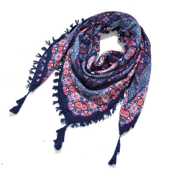 

bandanas warm women scarf floral scarves female wraps winter autumn square tassel printed girl shawls blanket bandana hijabs, Blue;gray