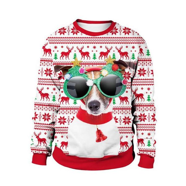 

men's sweaters christmas dog reindeer ugly sweater 3d funny print holiday party xmas sweatshirt men women jumpers, White;black