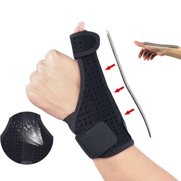 

wrist support 1pcs adjustable carpal tunnel thumb protection sport safety thumbd brace belt for hand finger sprain arthritis, Black;red