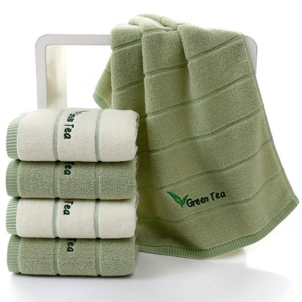 

towel super soft striped green tea cotton terry towels for adults toalha face hand bathroom camping yoga 2pcs/lot