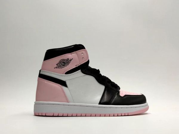 

(with box)2021 1 rust pink basketball shoes women girls fashion black toe 1s sneaker