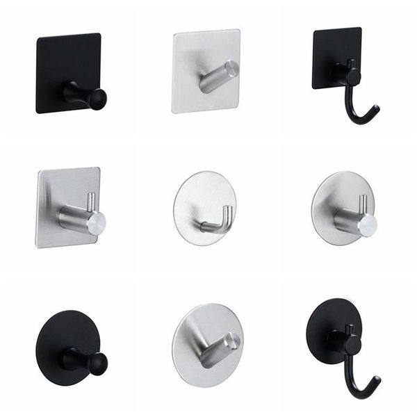 

hooks & rails zollor punch-304 stainless steel sticky hook strong traceless bathroom towel clothes kitchen mount metal hooke