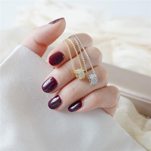 

trendy luxury cubic zirconia pendant necklace for women simple delicate crystal clavicle chain girl 2021 advanced jewelry gift necklaces, Silver