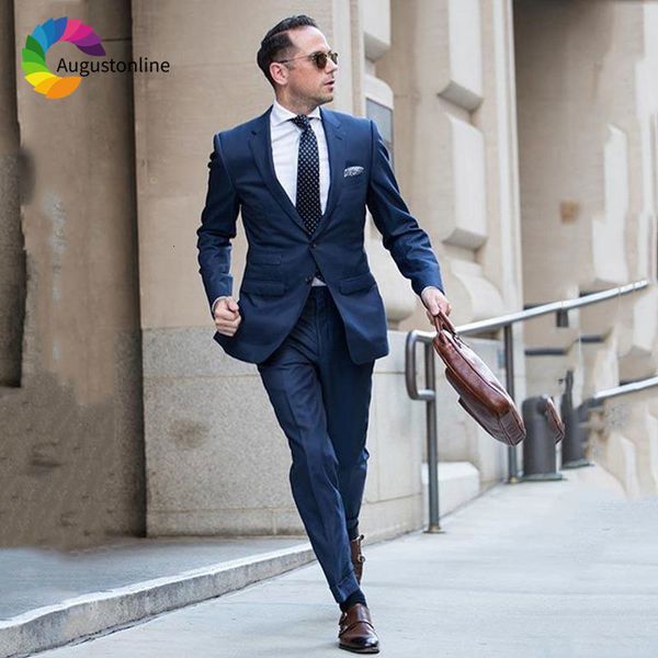 

men's suits & blazers custom made navy blue suit classic business terno masculino slim fit groom tuxedos costume homme 2 pieces ja, White;black