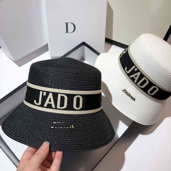 

summer sun shade straw hat for outdoor travel, Black;white