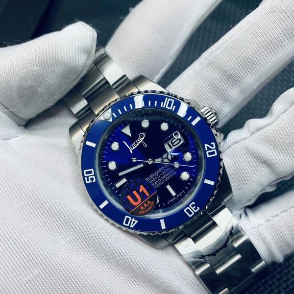 

designer watch sub ceramic bezel sapphire glass mechanical automatic movement blue dial sports jubilee strap wristwatches, Slivery;brown
