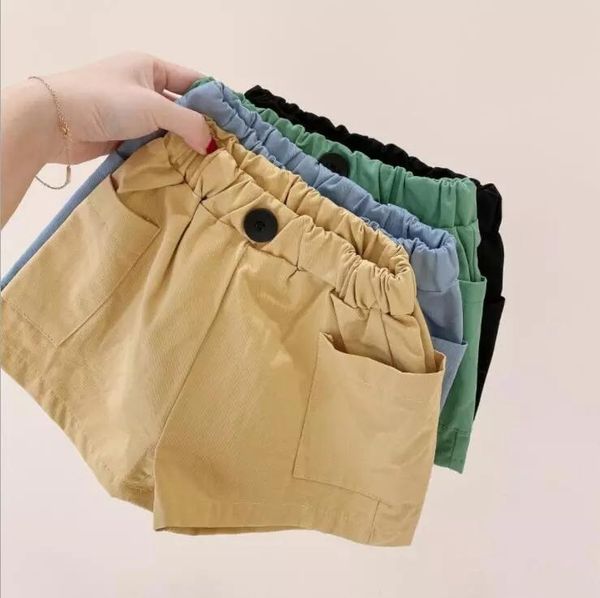 

style girls boys shorts spring summer cotton linen fashion kids 1-6 years, Black