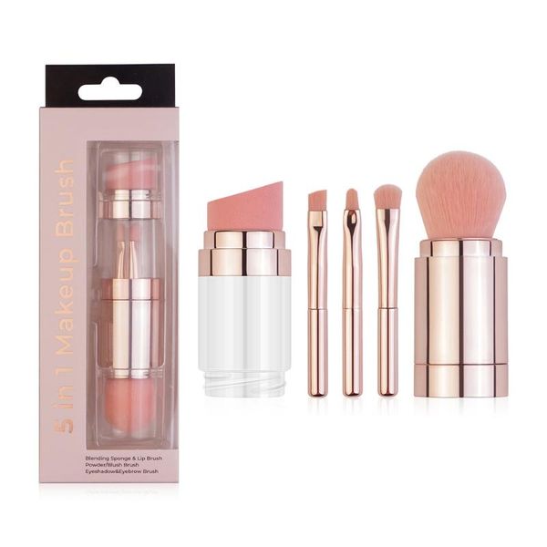 

makeup brushes 5 in 1 travel portable set mini eye brush powder blush tools kit