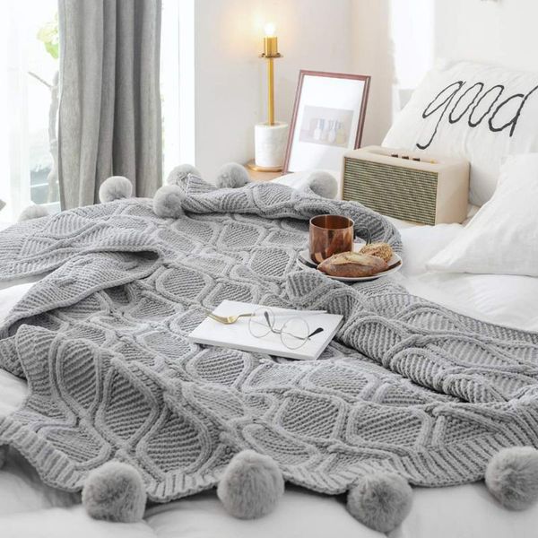 

130x160cm skin friendly cute cover soft office lounge living room hairball chenille plush bed knitted throw blanket couch blankets