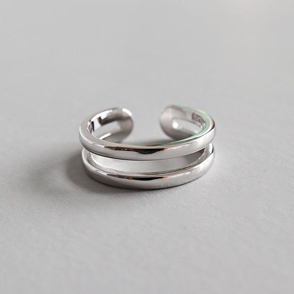 

cluster rings trendy real 925 sterling silver double layer joint for women fine jewelry, chic toe ring woman accessories, Golden;silver