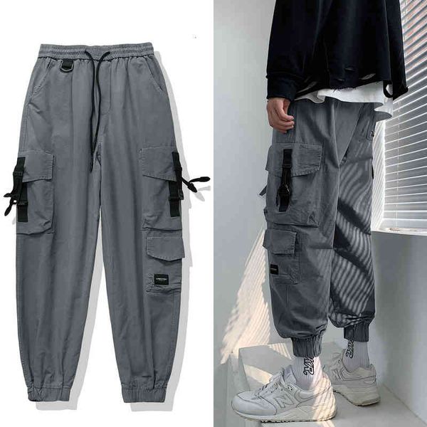 

cargo runners fashion hip hop harajuku streetwear male pants, Black