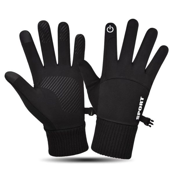 

pair of men's riding glove waterproof warm touch screen gloves outdoor cycling, Black