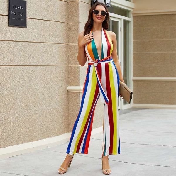 

striped casual spring dresses and summer fashionable temperament elegant women's jumpsuit, Black;gray