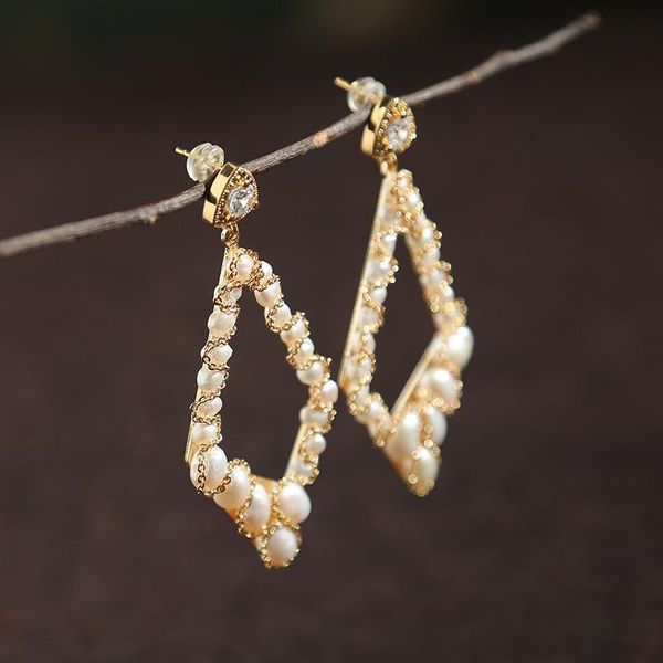 

dangle & chandelier geometry drop earrings handmade natural baroque pearl for women girl lovers' engagement birthday gift luxury orecch, Silver