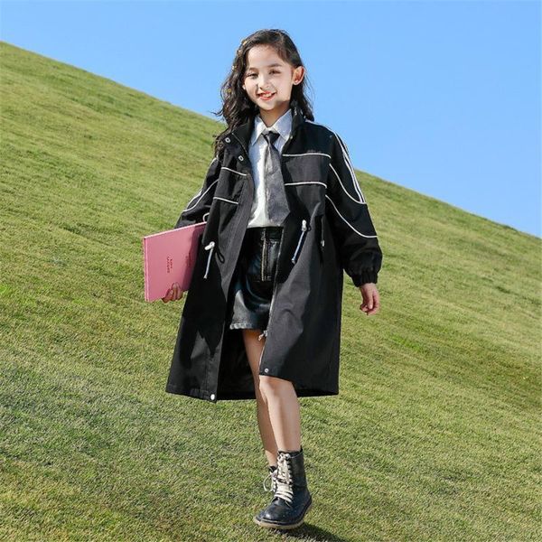 

jacket for girls solid outerwear full length windbreaker kids spring autumn clothes 8 10 12 14 coat, Blue;gray