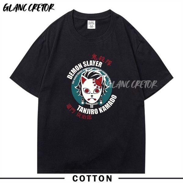 

men's t-shirts kimetsu no yaiba cool harajuku anime t shirt men short sleeved casual t-shirt cotton manga tee tees, White;black