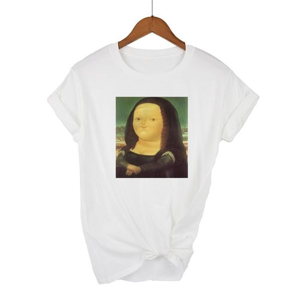 

women's t-shirt mona lisa mask aesthetic harajuku t shirt women ullzang vintage graphic funny cartoon 90s tshirt tees casual white