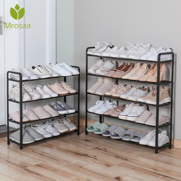 

mrosaa 4/5 tiers steel pipe detachable dustproof shoe rack storage organizer shoes space-saving stand cabinet shelf 20 pairs clothing & ward