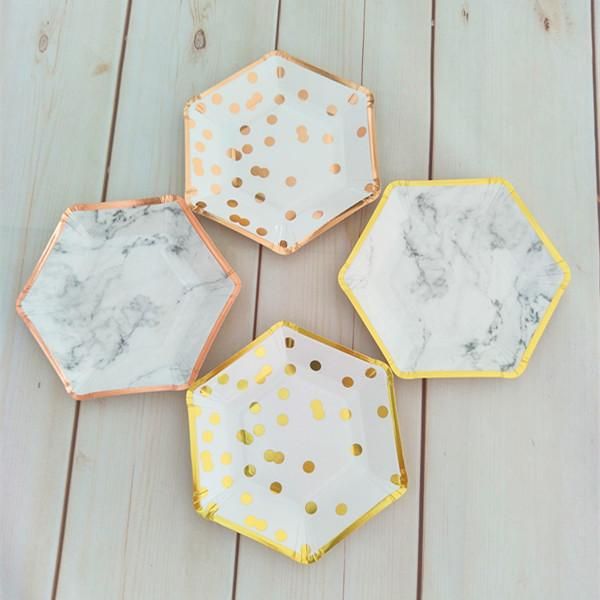 

disposable dinnerware 8pcs gold dot tableware gilding paper plate cup napkins birthday baby shower decoration wedding party supplies