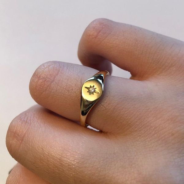 

wedding rings stainless steel star for women gold color cute north engagement party ring jewelry gift finger bijoux femme, Slivery;golden
