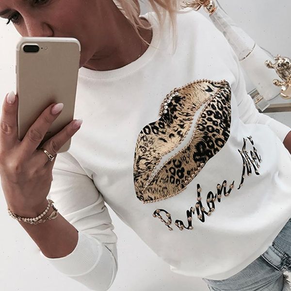 

long sleeve and women shirt autumn letter printed white o neck beading d25