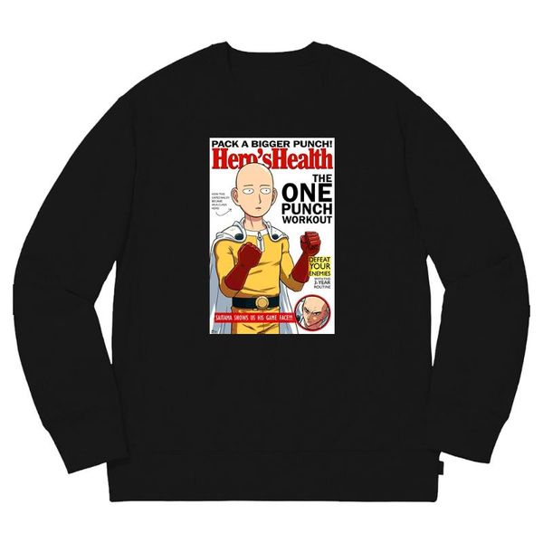 

men's hoodies & sweatshirts anime one punch man sweatshirt men women 100% cotton japan harajuku pullover, Black