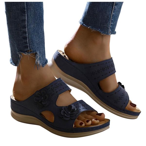 

slippers women platform sandals casual shoes stretch cross ortic slide shoe ladies flat plus size comfort beach slipper, Black