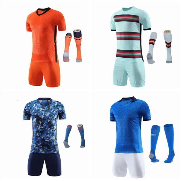

children sets football uniforms boys and girls sports kids youth training suits blank custom number soccer set with socks, White