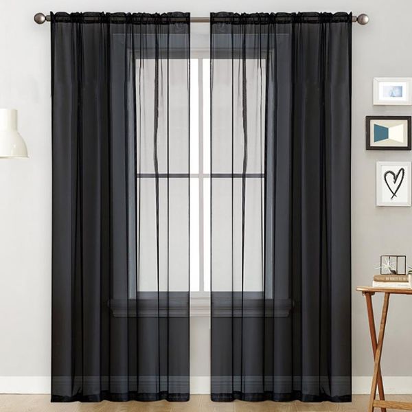 

window treatment screen solid curtains bedroom kitchen tulle sheer voile curtain simplicity coffee nordic decorations & drapes