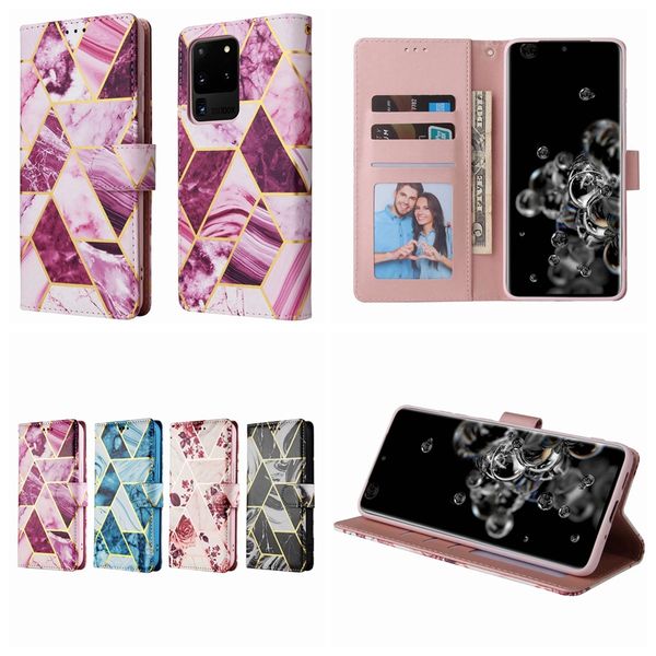 Samsung A25 A35 A45 A55 A05S S22 Plus Ultra A13 5G A33 A53 A73 A03S Krom Bling Mermer Geometri Kartı Flip Kapak Tutucu Koşusu