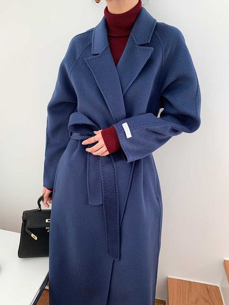 

women's trench coats limited black green undulations double face cashmere female jacket leisure with fine wool cloth coat itre, Tan;black