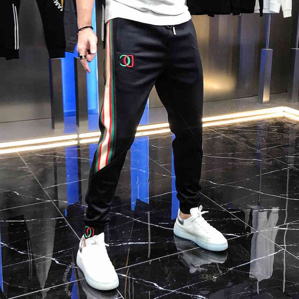 

pant europe season autumn/winter versatile men's colorful fashion shreds small embroidered pants, Black