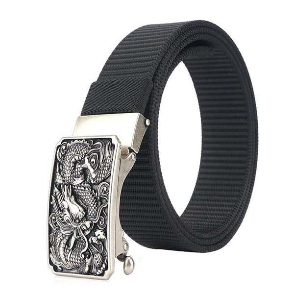 

belts trend men belt quality canvas alloy automatic buckle men's casual business pants wild luxury fashion, Black;brown